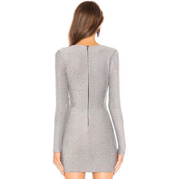 Revolve About Us Laurie Wrap Dress in Silver sparkly - Picture 2 of 3